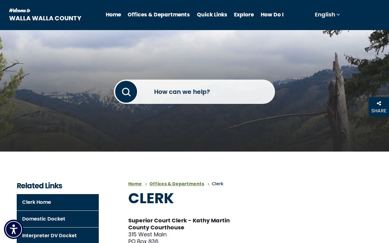 Walla Walla County Clerk contact and court record information