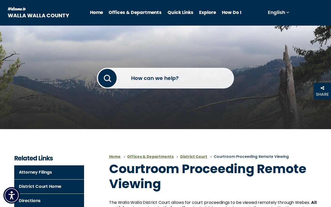 Walla Walla County court date remote viewing instructions
