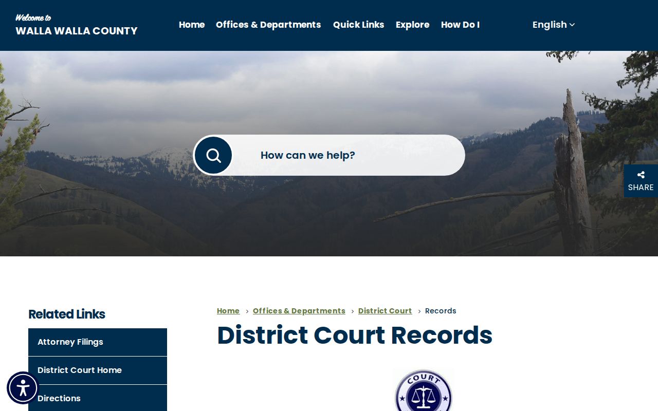 Walla Walla County District Court record request instructions